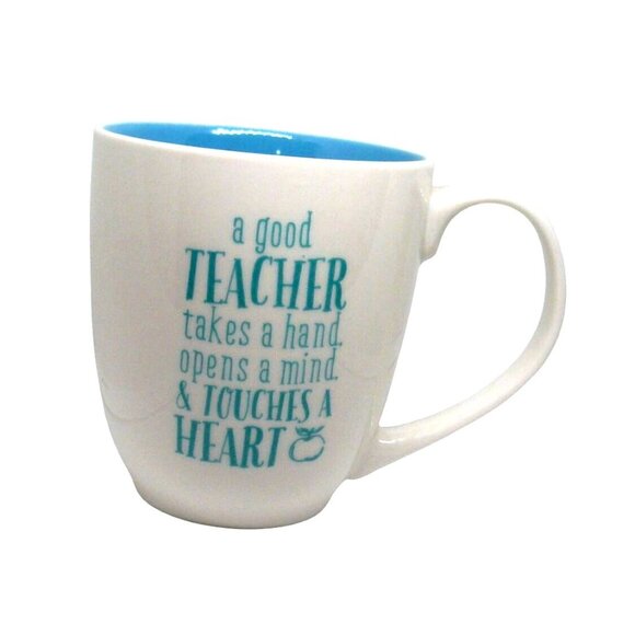 Teacher Appreciation Ceramic Mug White & Blue Inspirational  Christian Art Gifts - Picture 7 of 8